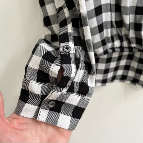 Madewell wrap front shirt in Buffalo check black white size viscose small j8069 - Picture 8 of 14